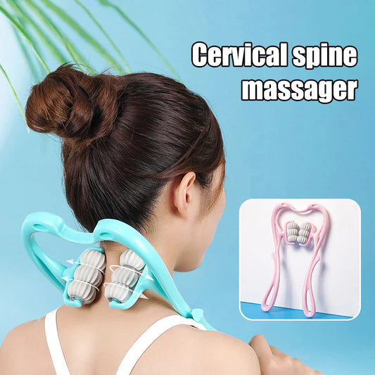 Six-Wheel Manual Cervical Massager – Therapeutic Roller for Neck, Back & Waist Relief