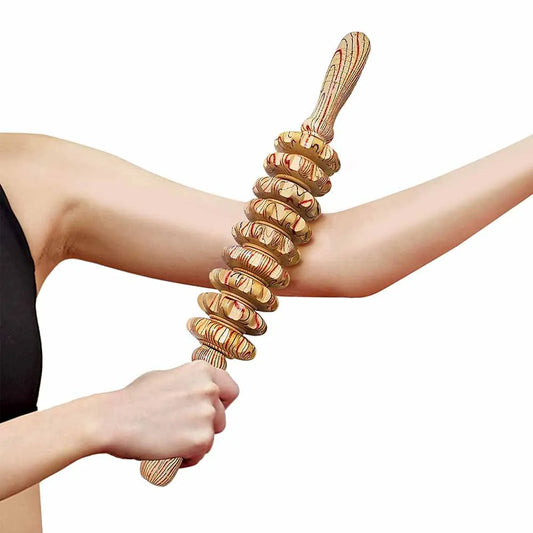 9-Roller Wooden Massage Stick