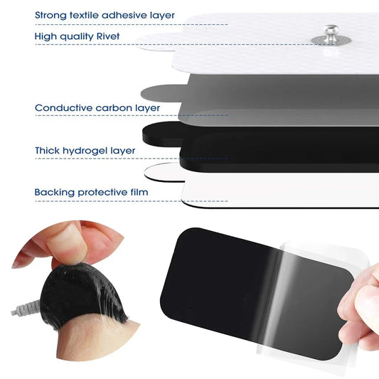 Self-Adhesive Electrode Pads – TENS/EMS Replacement Gel Patches for Muscle Therapy