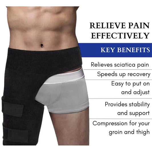 Hip Brace & Thigh Compression Sleeve – Support Wrap for Hip Pain, Sciatica, Hamstring & Groin Strains