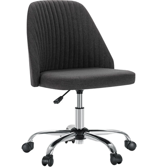 JHK Armless Small Desk Office Chair – Cute Swivel Vanity Chair with Backrest & Wheels