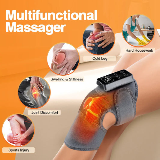 Electric Knee Massager with Heat Therapy and Adjustable Vibration