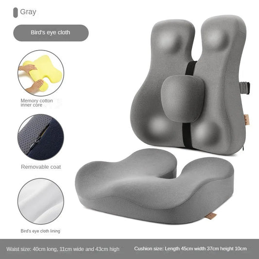 Memory Foam Seat Cushion & Back Support Pillow Set – Orthopedic Relief for Coccyx, Hip & Lumbar