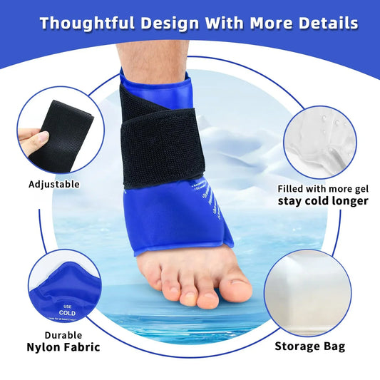 Ankle Brace Ice Pack Wrap – Reusable Hot & Cold Therapy Gel Support for Pain Relief & Sprains