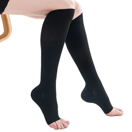 2025 Sports Running Compression Calf Sleeves – 30–40mmHg Open-Toe Medical Support for Varicose Veins