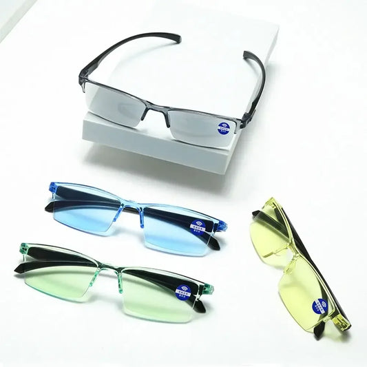 Smart Automatic Zoom Reading Glasses – Autofocus, Anti-Blue Light, Half-Rim Design for Near & Far Vision