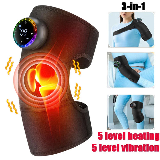 3-in-1 Heated Knee Massager – Wireless Massage Belt for Knee, Shoulder & Elbow