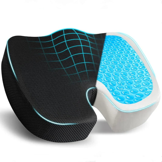 Gel Orthopedic Memory Foam Seat Cushion – U-Shaped Coccyx Support for Car, Office & Travel