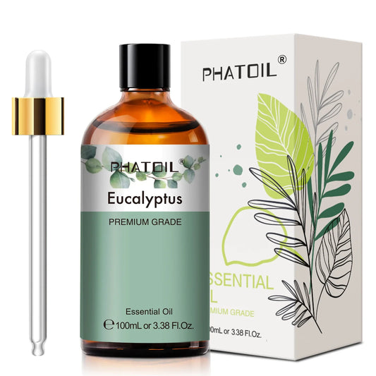 PHATOIL 100ml Essential Oil Collection – Eucalyptus, Lavender, Vanilla, Jasmine, Lemon & Bergamot