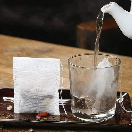 200/50PCS Disposable Tea Filter Bags – Non-Woven Fabric with Drawstring