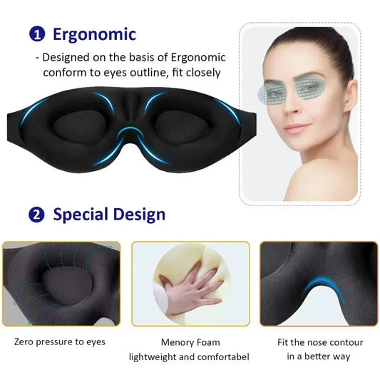 3D Contoured Eye Mask for Sleeping – Molded Night Blindfold for Women & Men