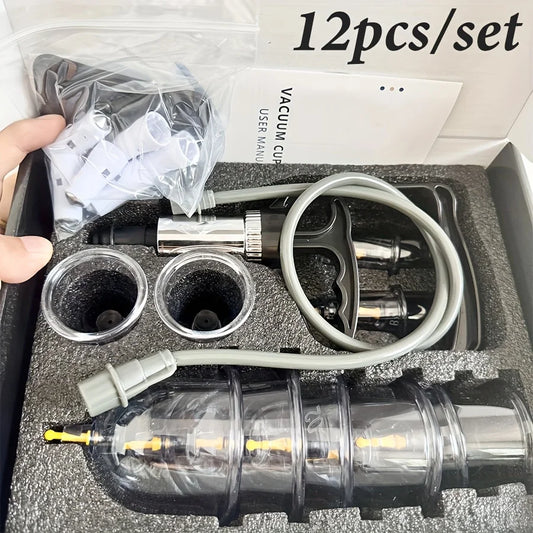 32-Piece Cupping Therapy Set – Vacuum Massage Kit with Hand Pump