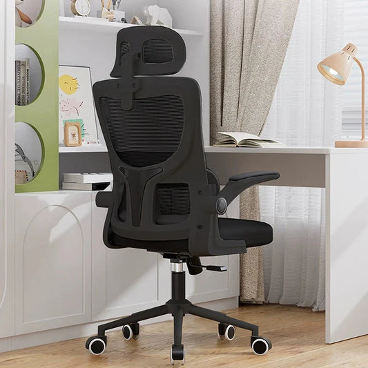 High-Back Mesh Office Chair – Ergonomic Desk Chair with Lumbar Support & Flip-Up Armrests
