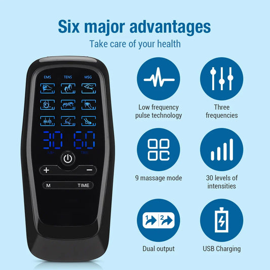 Physiotherapy TENS EMS Muscle Stimulator – Digital Electric Therapy Machine for Pain Relief & Slimming