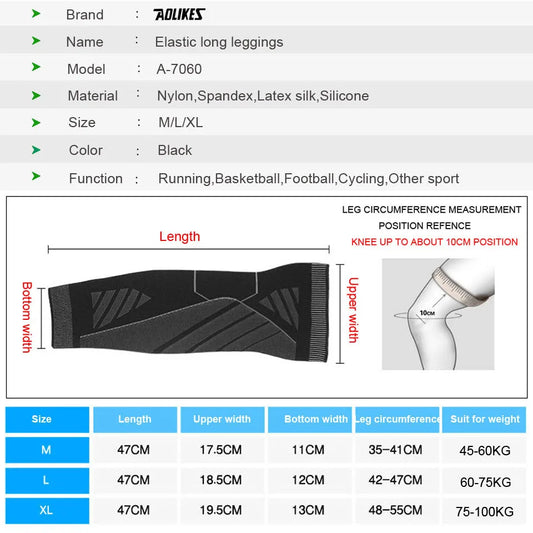 AOLIKES Long Leg Compression Sleeves – Full Knee Support for Sports & Pain Relief