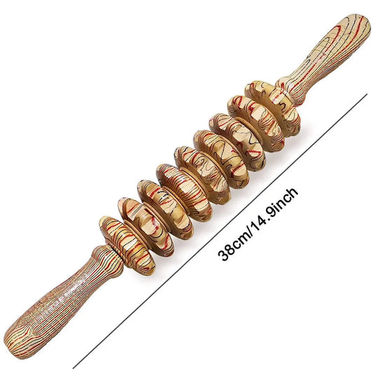 9-Roller Wooden Massage Stick