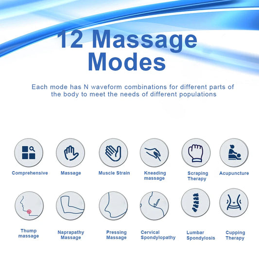 12-Mode TENS EMS Therapy Device – Electric Pulse Massager for Muscle Relaxation