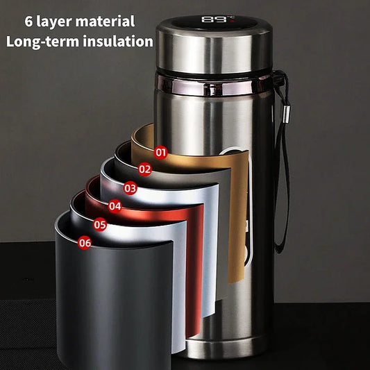 Stainless Steel Thermos Bottle with LED Temperature Display – 500ml–1L Vacuum Flask