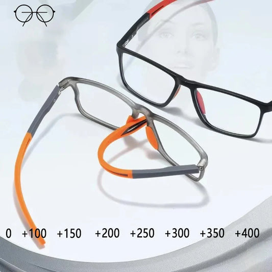 Unisex Ultralight TR90 Blue Light Blocking Reading Glasses – HD Square Prescription Eyewear