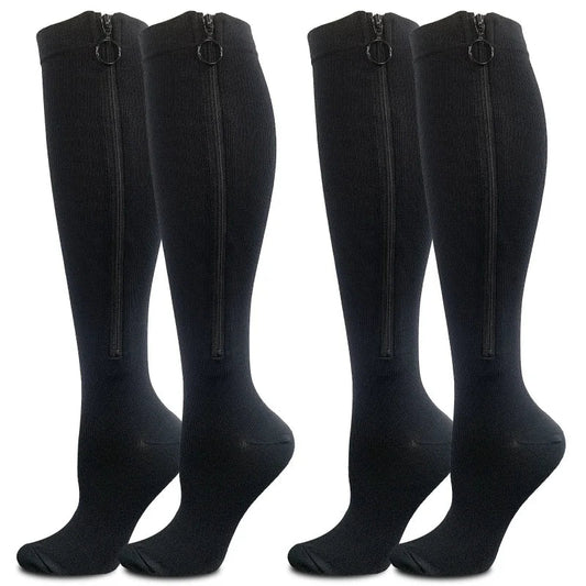 Zippered Compression Stockings – Long Cycling & Sports Leg Support Socks for Women