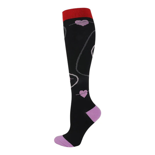 20–30mmHg Compression Socks – Pink Knee-High Stockings for Varicose Veins, Pain Relief & Circulation Support