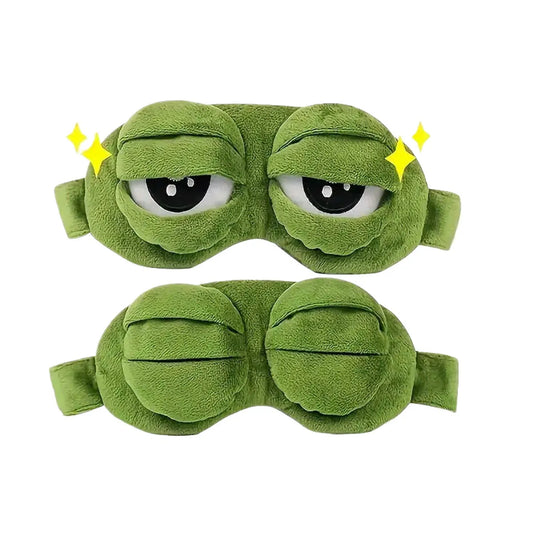 3D Sad Frog Sleep Mask – Soft Portable Eye Shade for Travel & Relaxation