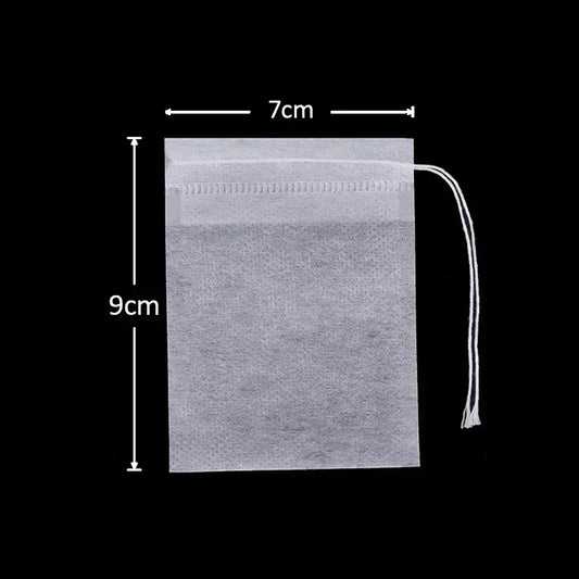 500/50pcs Disposable Tea Filter Bags – Non-Woven Fabric with Drawstring for Tea, Coffee & Spices