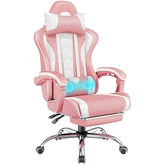 Ergonomic Office Chair – Massage Lumbar Support with Footrest & Adjustable Headrest