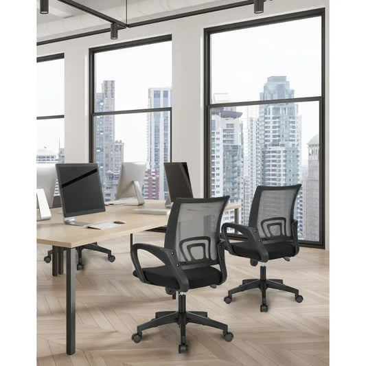 Ergonomic Mid-Back Mesh Office Chair – Adjustable Swivel Desk Chair with Lumbar Support