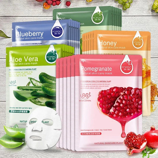 30pcs Natural Plant Facial Mask Set – Moisturizing, Oil Control & Anti-Aging Korean Sheet Masks